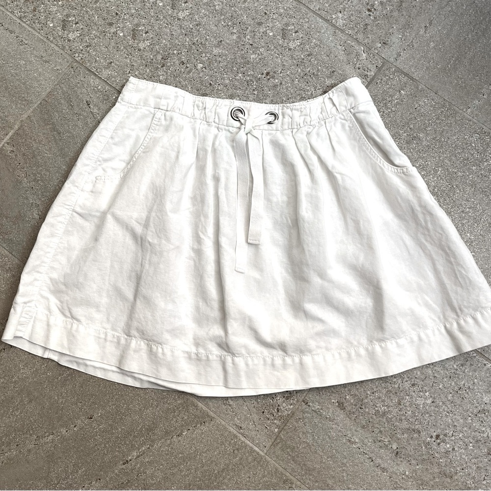 Vintage J Crew White Linen Blend Skirt with Pockets women’s size medium